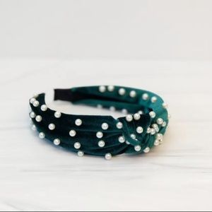 NWT Prep Obsessed Velvet Knotted Pearl Headband